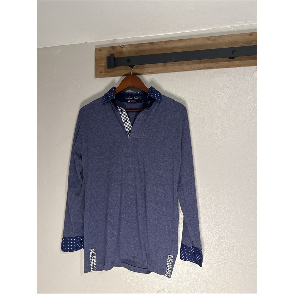 Rare Alial Fital Performance Polo Shirt Blue Long Sleeve‎ Men's Large USA Made